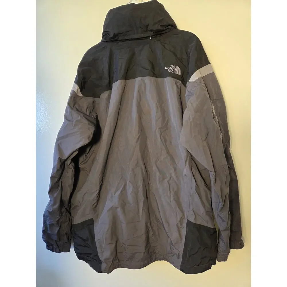 The North Face Mens M Hyvent Ski Shell Jacket Full Zip Liner Black Gray Hooded